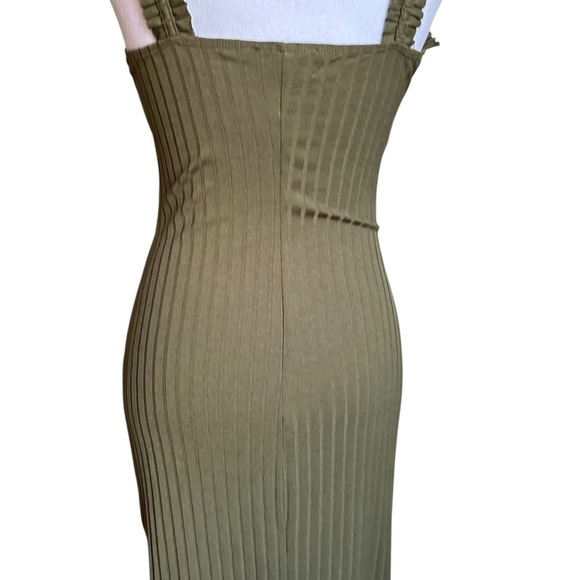 Haute Monde Olive Green Ribbed Bodycon Maxi Dress Size S - Picture 12 of 17